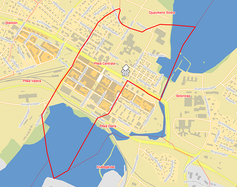 Karta över Piteå Centrala