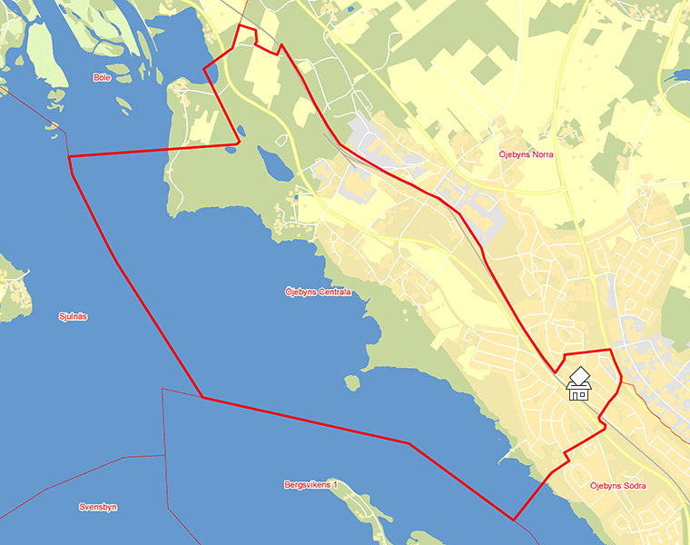 Karta över Öjebyns Centrala