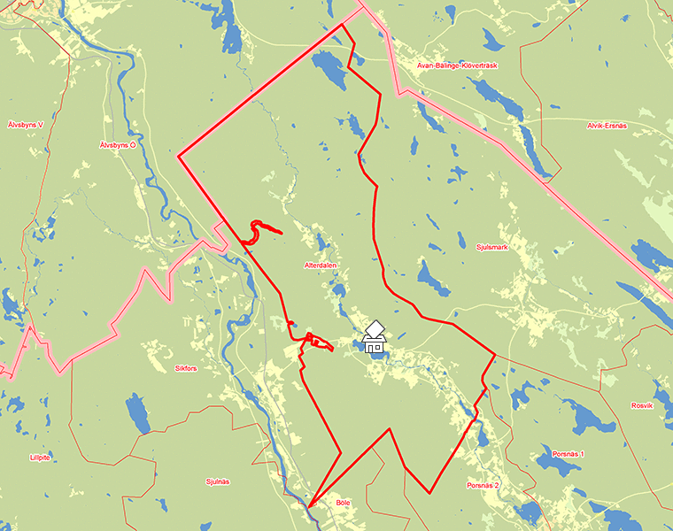 Karta över Alterdalen